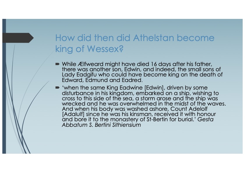 Quote from the Gesta Abbatum S Bertii Sithiensium marking the death of Edwin. 