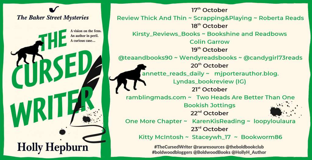 Blog banner for The Cursed Writer by Holly Hepburn
