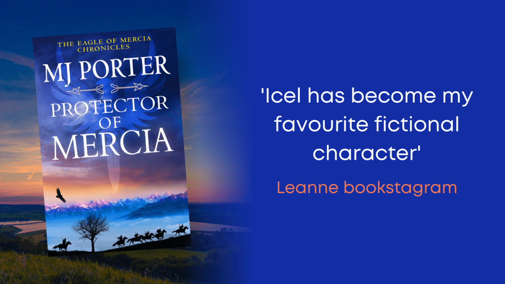 Blog tour quote for Protector of Mercia saying, 'Icel has become my favourite fictional character.'