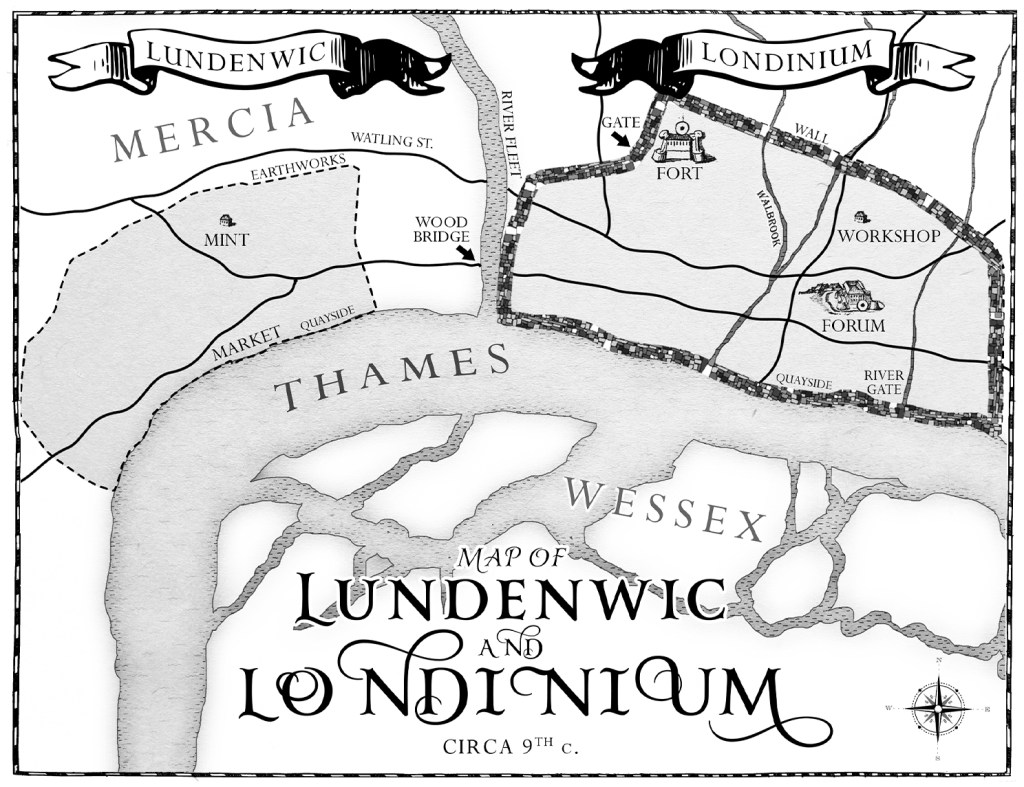 Map of Lundenwic and Londonium in the ninth century,