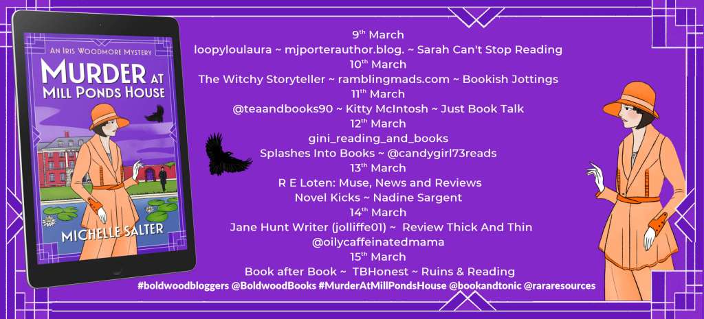Image shows the details of the blog hosts taking part in the blog tour for Murder at Mill Ponds House by Michelle Salter,organised by Rachel's Random Resources on behalf of Boldwood Books. 
