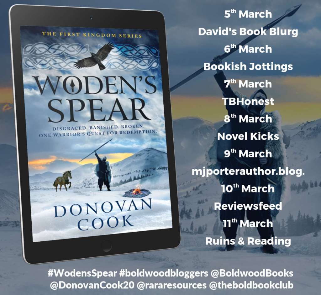 Image shows the blog hosts taking part in the Woden's Spear blog tour organised by Rachel's Random Resources for Boldwood Books. 
