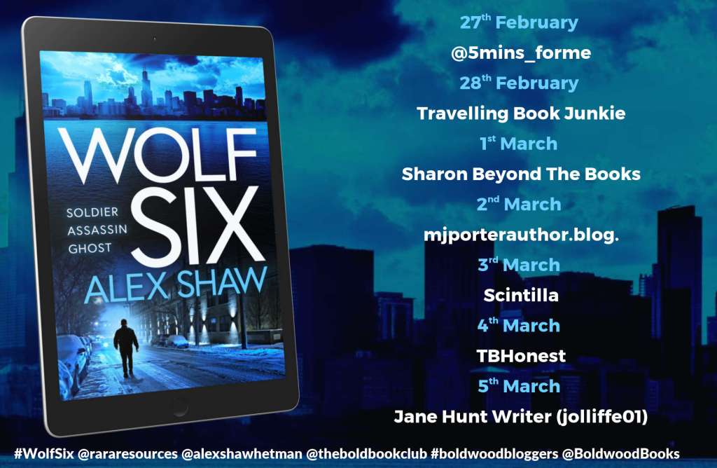 Image shows the bloggers taking place in the Wolf Six by Alex Shaw blog tour arranged by Rachel's Random Resources for Boldwood Books.
