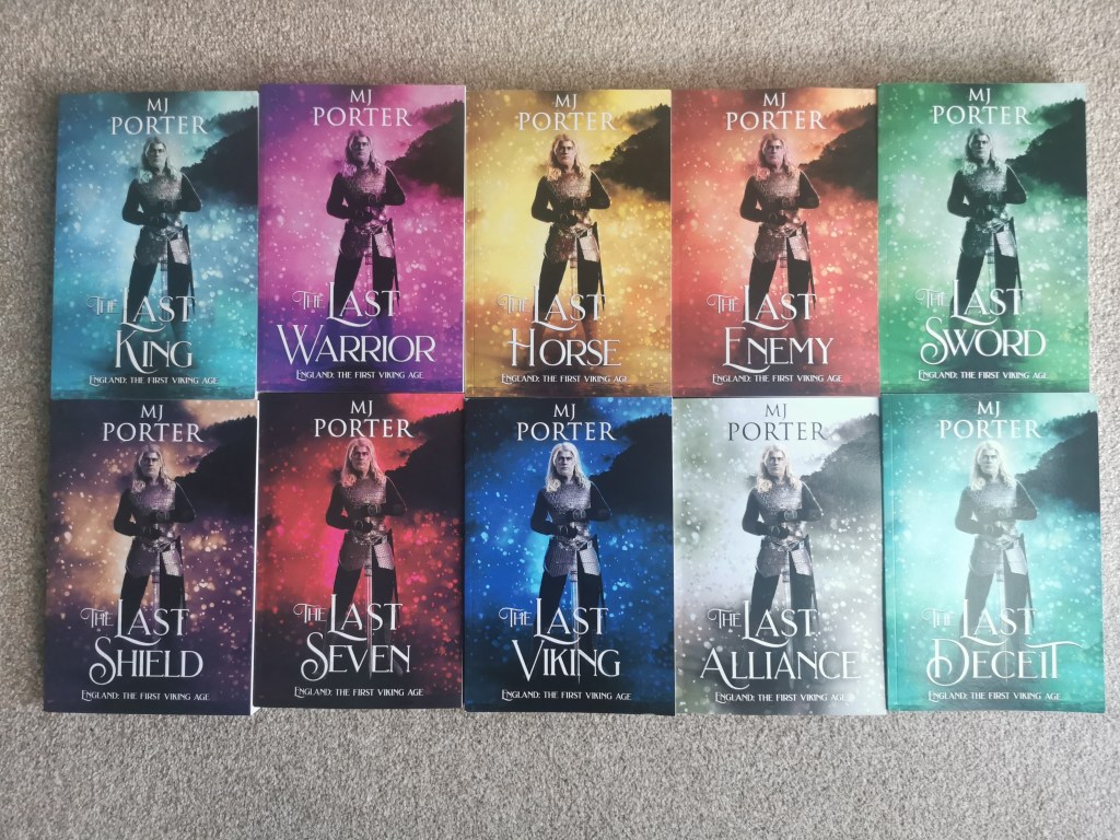 image shows all 10 paperbacks in The Last King series sideby side in 2 rows of 5. 