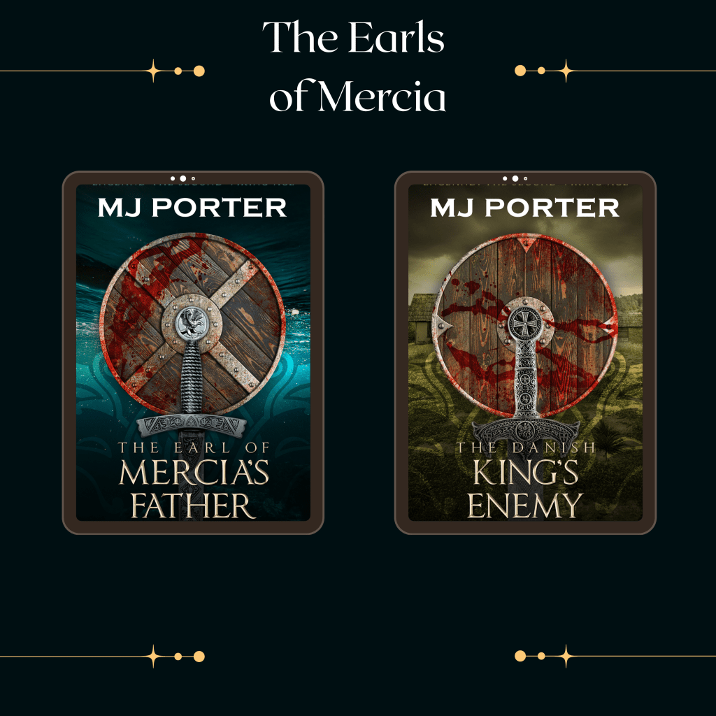 Image shows the new covers for The Earl of Mercia's Father and The Danish King's Enemy - the first two books in the Earls of Mercia series by MJ Porter